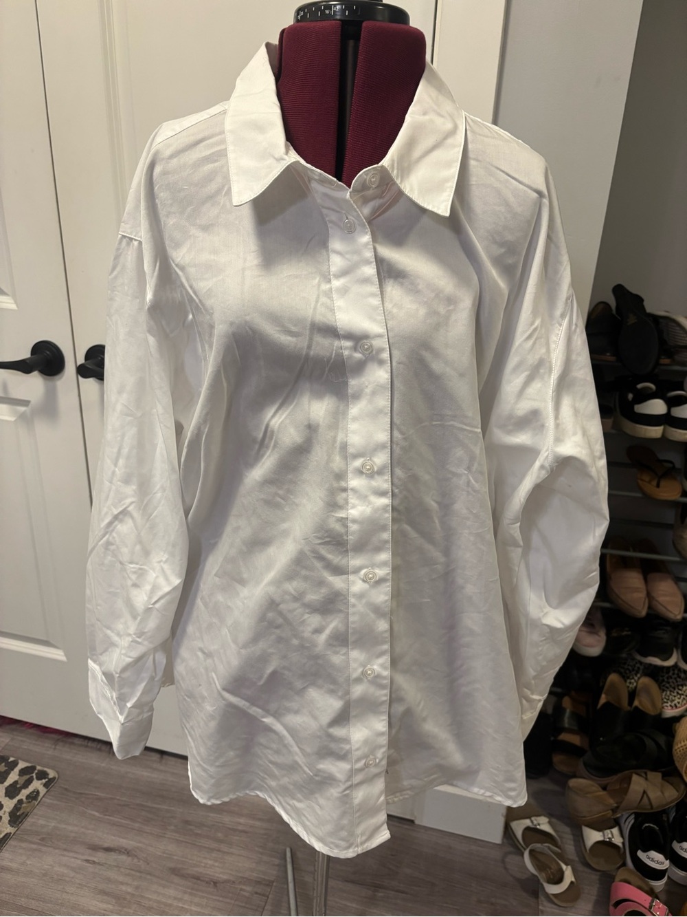 Lane Bryant Classic White Cotton Button-Down Shirt